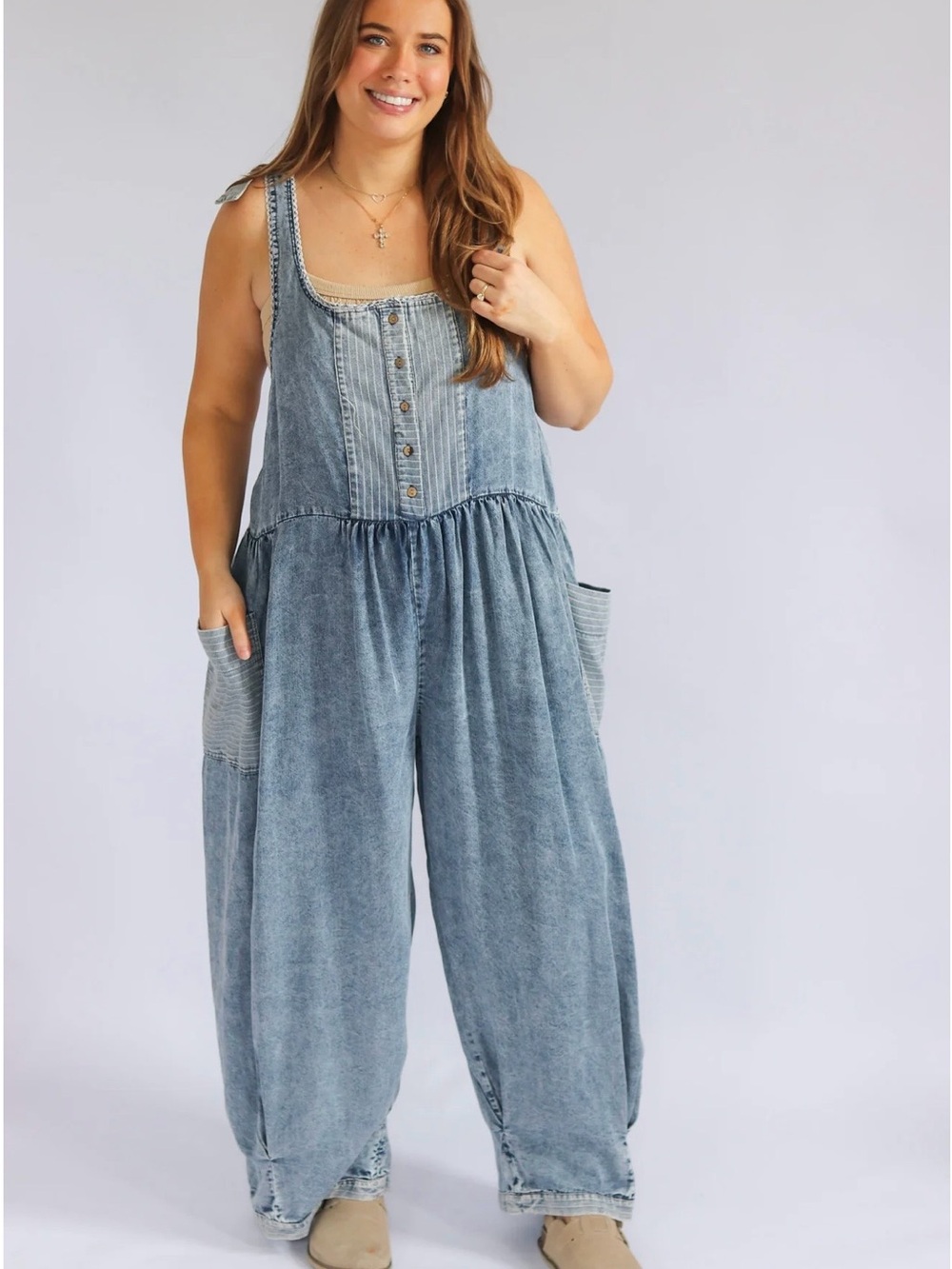 Oli & Hali Next Move Tencel Denim Overalls Jumpsuit size Small